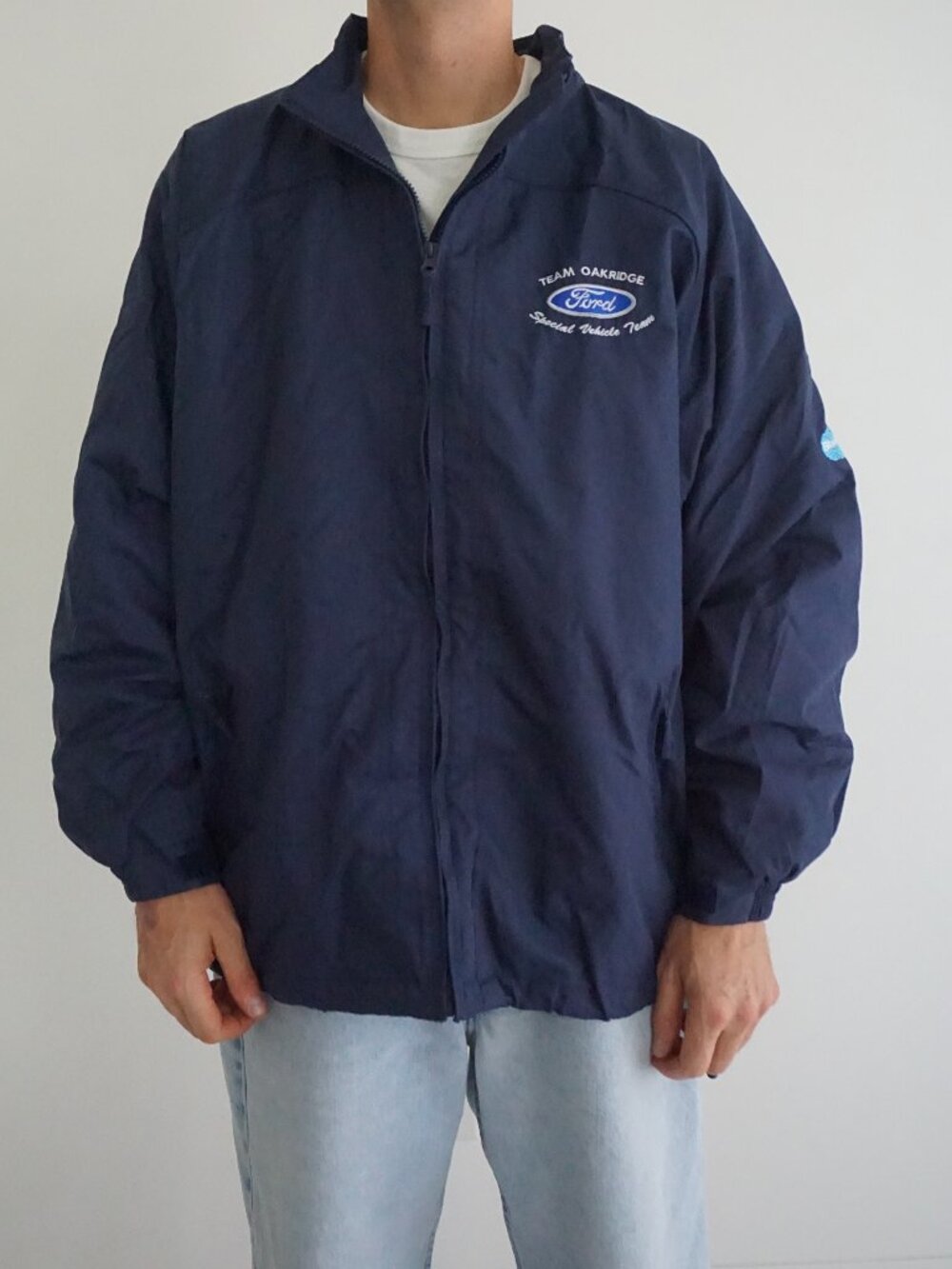 Vintage Rivers End Navy Ford SVT Team Oakridge Embroidered Racing Windbreaker XL